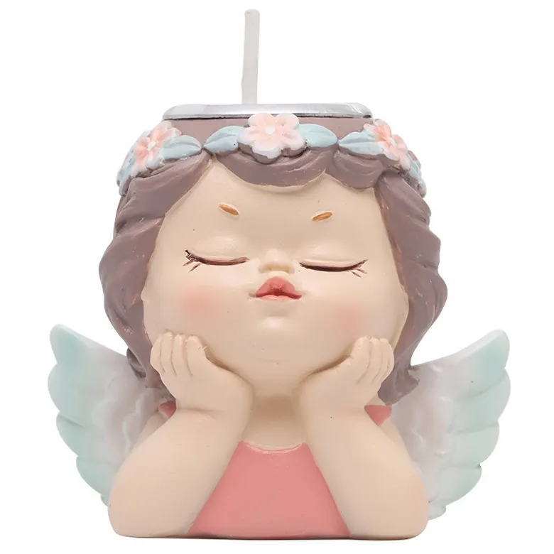 China Wholesale New Design Lovely Resin Girl Statue Candle Holder , Fashion Resin Angel Candle Holder, Resin Candlestick