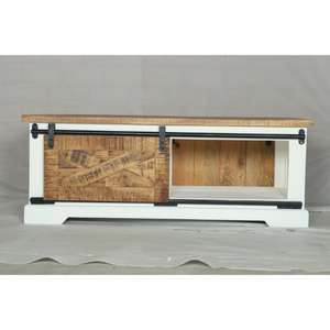 Mueble para TV Muro en Blanco y Natural, Aparador de Estilo Moderno y Elegante, Hecho a Mano, Producto al por Mayor para Comedor - Product Image 1