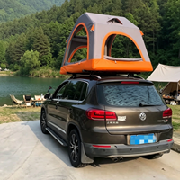 Tente de camping populaire en tissu Oxford PVC gris et orange avec fenêtre moustiquaire, tente de toit de voiture gonflable avec matelas gonflable