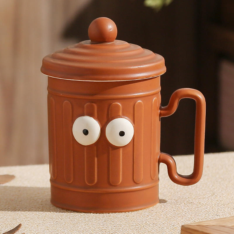 Poubelle de recyclage amusante - Marron