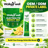 Poudre de mélange pour boisson énergisante à marque privée, citron gingembre, 20 sachets, supplément d'électrolytes pour l'hydratation, nutrition sportive pour adultes