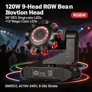 Luz de Cabeza Móvil de Nueve Haces DMX512 RGBW, Potente Luz de Escenario para Discotecas, Fiestas y Festivales, la Mejor Opción - Product Image 2