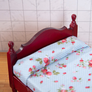 JC 1:12 Miniature Wooden <b>Single</b> <b>Bed</b> Small Floral DIY Toy Doll House Decorations Handmade Bedroom Furniture Scene Ornaments 14+ - Product Image 5