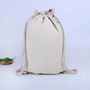 Venta caliente cartón algodón cordón bolsa de algodón con ojal de metal impreso lindo diseño lona mochila bolsa
