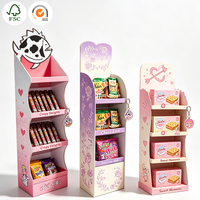 Étagère promotionnelle pour snacks de supermarché, présentoir en carton ondulé personnalisé pour chocolat, biscuits, chips