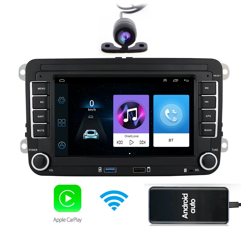 Autoradio 7 ", Android 10, lecteur Dvd, Gps, vidéo, stéréo, 2 Din, pour voiture Vw Golf, Polo, Passat B7/B6, Seat, Leon, Skoda, Octavia