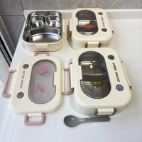 Boîte à lunch isotherme en acier inoxydable à 2/3 compartiments, boîte bento pour étudiants avec couverts, grande capacité, conteneur de stockage alimentaire