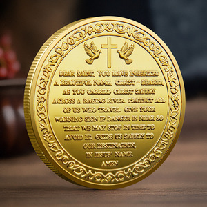 Pièce commémorative souvenir Saint <span class=keywords><strong>Christophe</strong></span> en alliage de zinc plaqué or et argent, estampée et imprimée en UV, pièce métallique 3D - Product Image 5