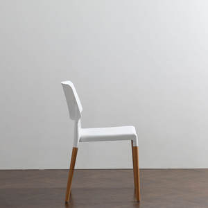 Modern Minimalist <b>Dining</b> <b>Chair</b> <b>White</b> <b>Plastic</b> Wood Legs Stable Design For Home Office Restaurant Use - Product Image 2