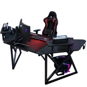 Hochwertiger großer Desktop-Spieltisch Computer E-Sport-Spieltisch PC Black Corner Gamer Desk