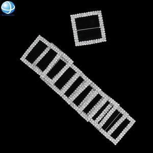 Hebilla de diamantes de imitación de cristal cuadrado Chapado en plata al por mayor para cinturón silla faja bufanda invitaciones de boda adorno joyería - Product Image 2