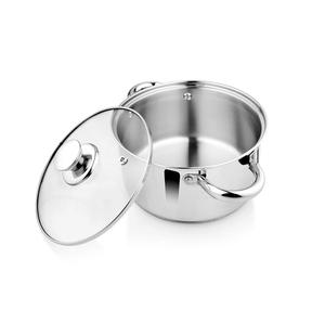 Cazuela amistosa de inducción de acero inoxidable con tapa de vidrio Cazuela para cocinar Cazuela inferior de inducción con tapa de vidrio - Product Image 1