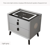 Hanyee 2024 Table de chevet multifonctionnelle simple et intelligente moderne avec charge sans fil Lampe colorée Son de verrouillage d'empreintes digitales