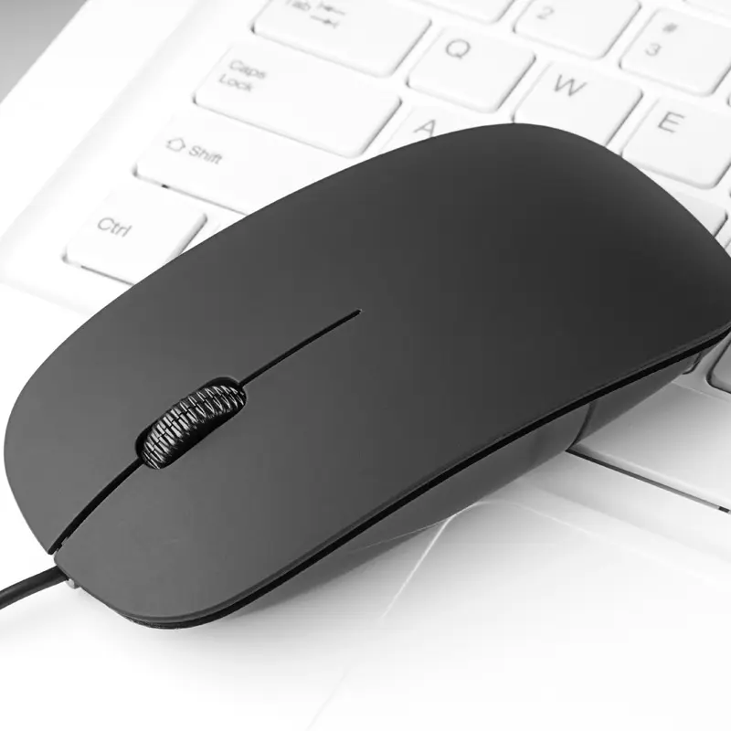 الأكثر مبيعًا فأرة بصرية سوداء رقيقة جدًا ماوس سلكي للكمبيوتر