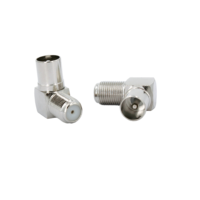 Adaptador de Conector Coaxial RF en Ángulo, PAL Macho a F Hembra y F Hembra a TV Macho, para RG6/RG59
