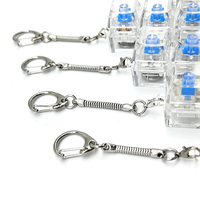 Cute Transparent Stress Relief Fidget Clicker Keychain with LED Lights Custom Logo Keyboard Fidget Toy Keycap Keychain