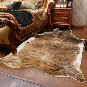 现场美式家居卧室客厅防尘地毯牛皮跨境穆特