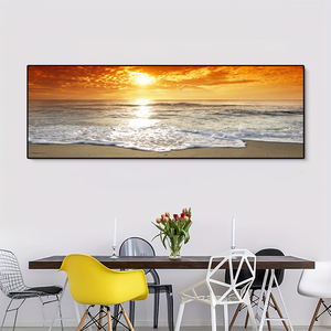 Quadro su Tela Lussuoso con Tramonto Costiero, Stampa a Trasferimento Termico su Base in Carta con Cornice in Lega di Alluminio, Decorazione per la Casa - Product Image 6