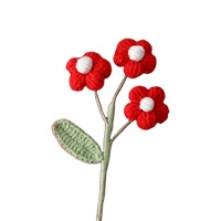 Bouquet de fleurs d'hibiscus en crochet tricoté à la main, 5 têtes, en coton durable, pour cadeau et décoration intérieure - Vente en gros