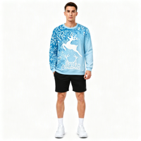 Sweat-shirt à col rond pour homme personnalisé OEM ODM avec impression intégrale de rennes givrés par sublimation pour les fêtes de Noël