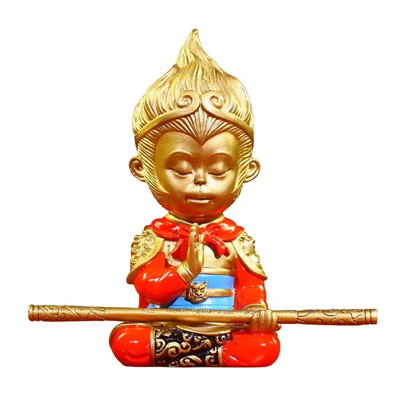 Estatua tradicional china de bronce fundido para decoración del hogar, estatua tradicional de Wukong