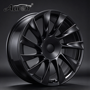 Jante en alliage d'aluminium Auron 5.5x17 Noir brillant à lèvre usinée multi-rayons, nouvelle jante moulée pour véhicule de tourisme 26 pouces, avec boulons, type OE - Product Image 2