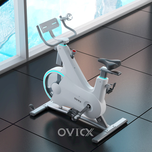 Spinning Bike OVICX Indoor Fitness Use White Spinning Bike Magnetic Resistance Exercise Spin Bike With App Screen Led Light