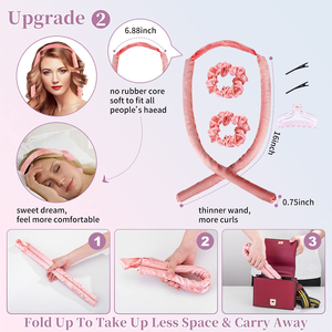 Bigoudi de cheveux sans chaleur, bandeau en soie pour un sommeil plus confortable, kit de poignée et rouleau - Product Image 4