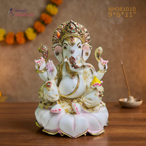 Estatua de Ganesha de Resina Hecha a Mano por Nirmala Handicrafts, Decoración Religiosa Tradicional para el Hogar, Ideal para Diwali/Bodas/Inauguración de Casas |   Mesa de Centro - Product Image 3