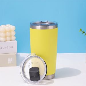 แก้วกาแฟสแตนเลสสตีลสองชั้นขนาด 20 ออนซ์ เคลือบสีฝุ่น พร้อมฝาปิดแบบเลื่อนแม่เหล็ก สำหรับกาแฟและนม ให้ความพึงพอใจสูง - Product Image 3