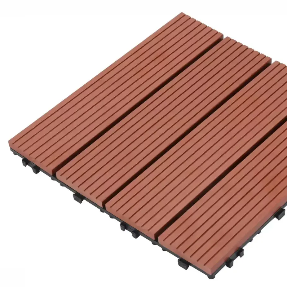 Neues Design Holz-Kunststoff-Verbundwerkstoff im Freien WPC modernes verarbeitetes Holz Deckboden 3D ineinandergreifende Diy Deck-Bodenbelag Deckingfliesen