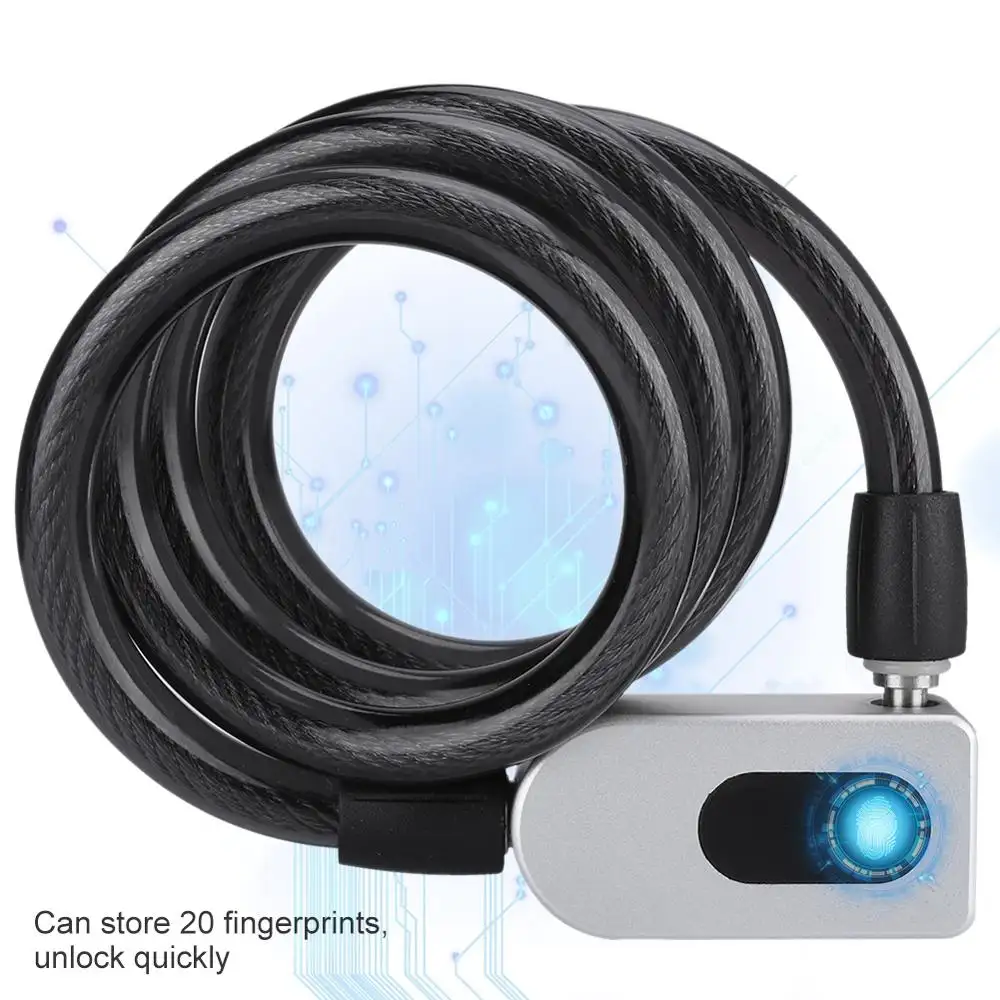 POLYMATH High Quality Fingerprint Cable Lock For Electric Scooter Bicycle Bike Biometric Lock