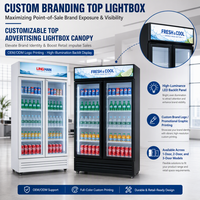 Réfrigérateur commercial vertical à double température avec porte en verre trempé double couche, refroidissement statique, éclairage LED, sans givre