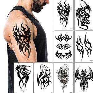 Tatuajes temporales Big Tribal Totem Tattoo Sticker para hombres mujeres negro gran cuerpo arte maquillaje <span class=keywords><strong>tatuaje</strong></span> impermeable extraíble - Product Image 2
