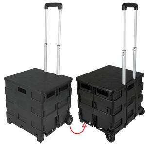 फोल्डेबल स्टोरेज कार्ट बड़ी शॉपिंग फोल्डिंग कार्ट के साथ 2 पहियों सुपरमार्केट टोकरी ट्रॉली - Product Image 1