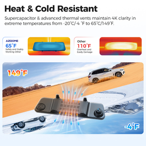 <span class=keywords><strong>Azdome</strong></span> PG17Max <span class=keywords><strong>4K</strong></span> + 2.5K 11.8 "ทัชสกรีน ADAS GPS 5G wifi กระจก dashcam Type-C พอร์ต Dash CAM ด้านหน้าและด้านหลังกล้อง - Product Image 6