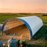 Structure de tente d'entrepôt en tissu pour l'entretien d'équipements de construction, abri de stockage, conteneur, structure de hangar à charpente, certifiée sans acier galvanisé