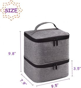 Free Sample Double Layer <b>Nail</b> <b>Polish</b> <b>Organizer</b> Case Double-Layer <b>Nail</b> <b>Polish</b> Storage Bag with Adjustable Dividers - Product Image 2