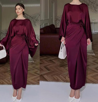 Robe de soirée élégante en satin à manches chauve-souris unie pour femme, collection automne 2026, style européen et américain FK337