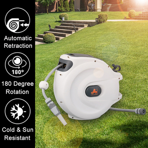 Enrouleur de tuyau d'arrosage mural rétractable automatique portable pour jardin/cour/animaux/voiture - Product Image 1