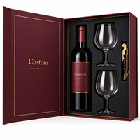 Boîte cadeau pour vin personnalisée, emballage en papier rigide de luxe avec insert en EVA pour bouteille de vin, verres, tire-bouchon, coffrets cadeaux haut de gamme