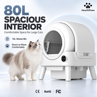 CE FCC RoHS OEM/ODM Bac à litière automatique pour chats de grande taille avec contrôle par application et changement de litière en une seule touche, capacité 80L, bac de 15L