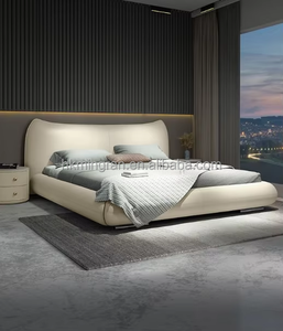 Italian Minimalist Light Luxury Modern High Quality King Size Leather <b>Bed</b> for Hotel and Home - Product Image 3
