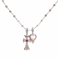 Collier pendentif croix gothique, collier ras du cou à franges multicouches pour femmes, style grunge audacieux