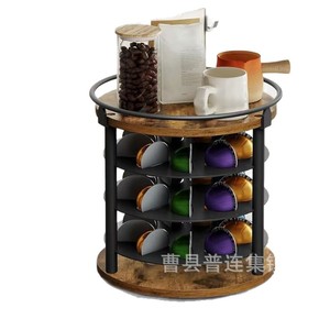 Organizador Giratorio para Cápsulas de Café, 4 Niveles, Base de Madera y Hierro, Rotación de 360 Grados, Organizador de Escritorio - Product Image 5