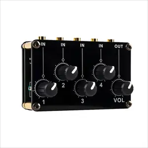 Mini 4 Channel Stereo Line Mixer 4in1out for Live Studio Recording Low Noise Portable Passive Analog Audio digital audio mixer