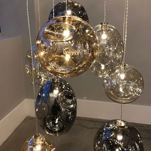 Lampada a sfera di vetro <span class=keywords><strong>lampadario</strong></span> vetro Led decorativo Villa commerciale scala Hotel personalizzato lungo moderno di lusso 80 grande E14 ciondolo libero - Product Image 6