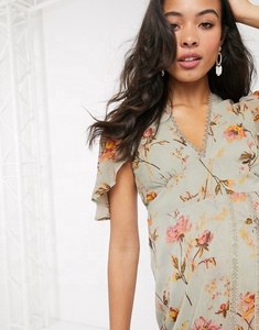 Termezy — robe en dentelle fleurie <span class=keywords><strong>pour</strong></span> femmes, col en v, vêtement de maternité, mi-long, avec ceinture frontale, cintrée à la taille, - Product Image 4