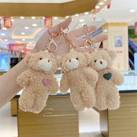 Porte-clés en peluche doux et mignon personnalisé de 12 cm, en coton PP, en forme d'ours, de chien ou de lapin, unisexe, à partir de 14 ans, pour sacs et cadeaux, vente en gros