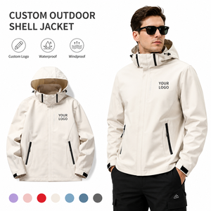 Outdoor Single-layer Hooded Windproof <b>Waterproof</b> <b>Jacket</b> For Men And Women Promotional Logo Printed Coat For Mountaineering - Product Image 1